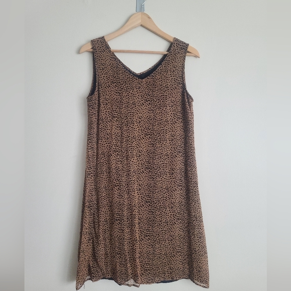 Bobbie Bee 100% silk leapord print mini dress size 10